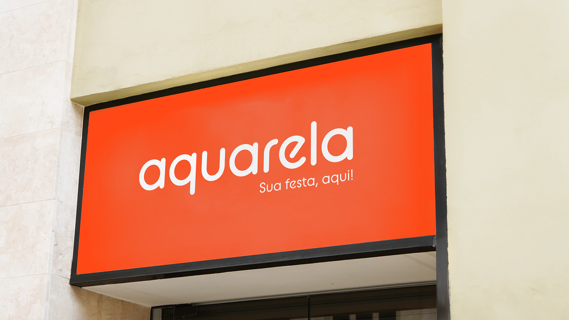 Facade with the aquarela logo