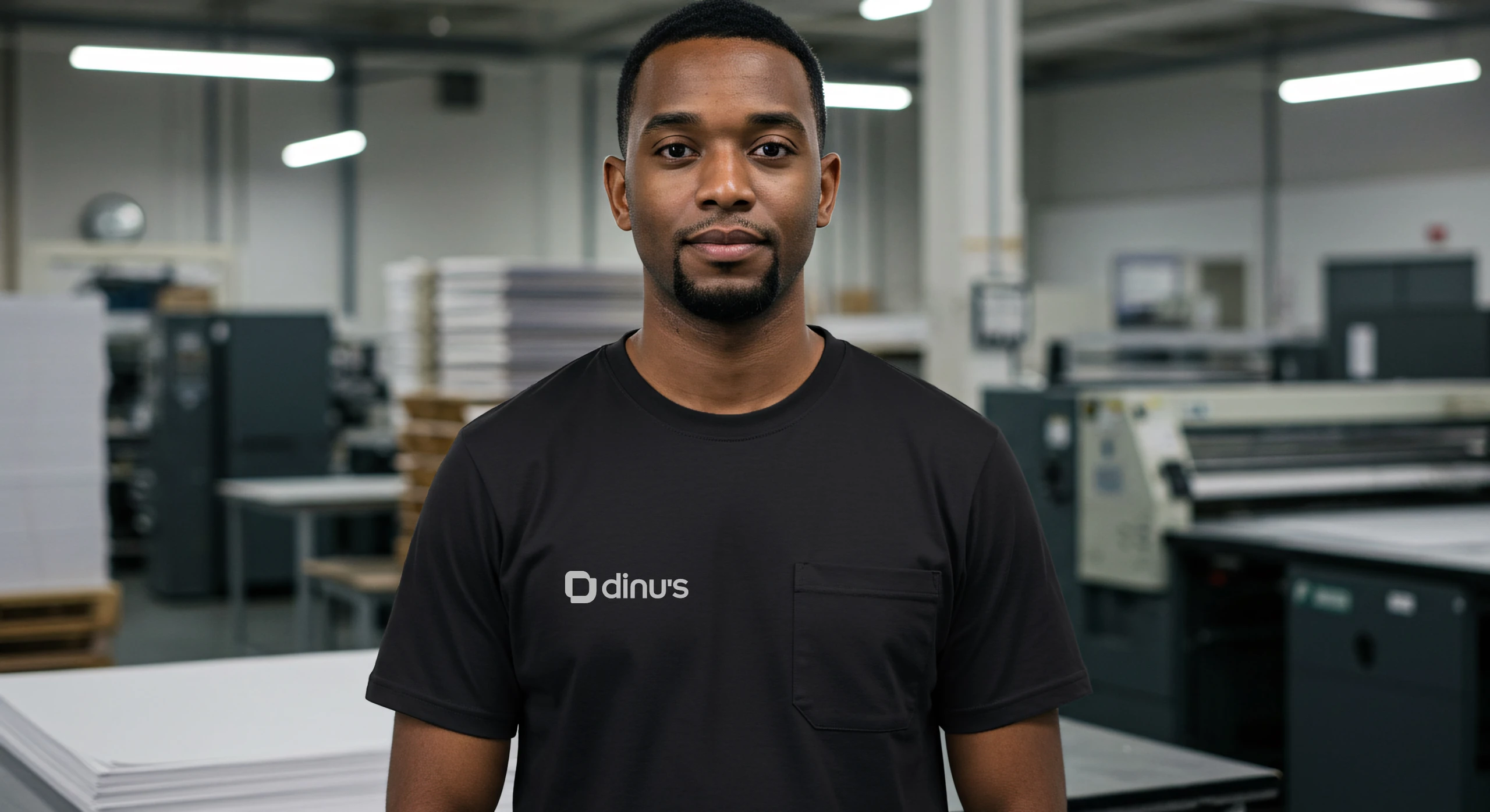 Employee in a DINU’S uniform on the production floor