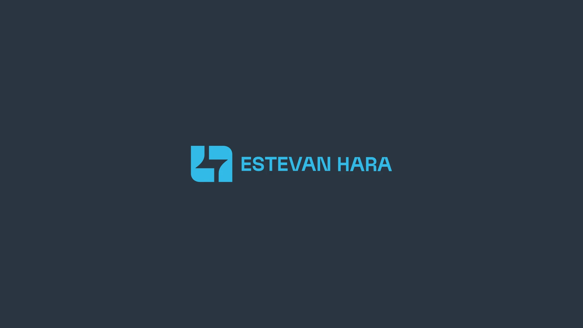 Logotipo de Estevan Hara sobre azul profundo
