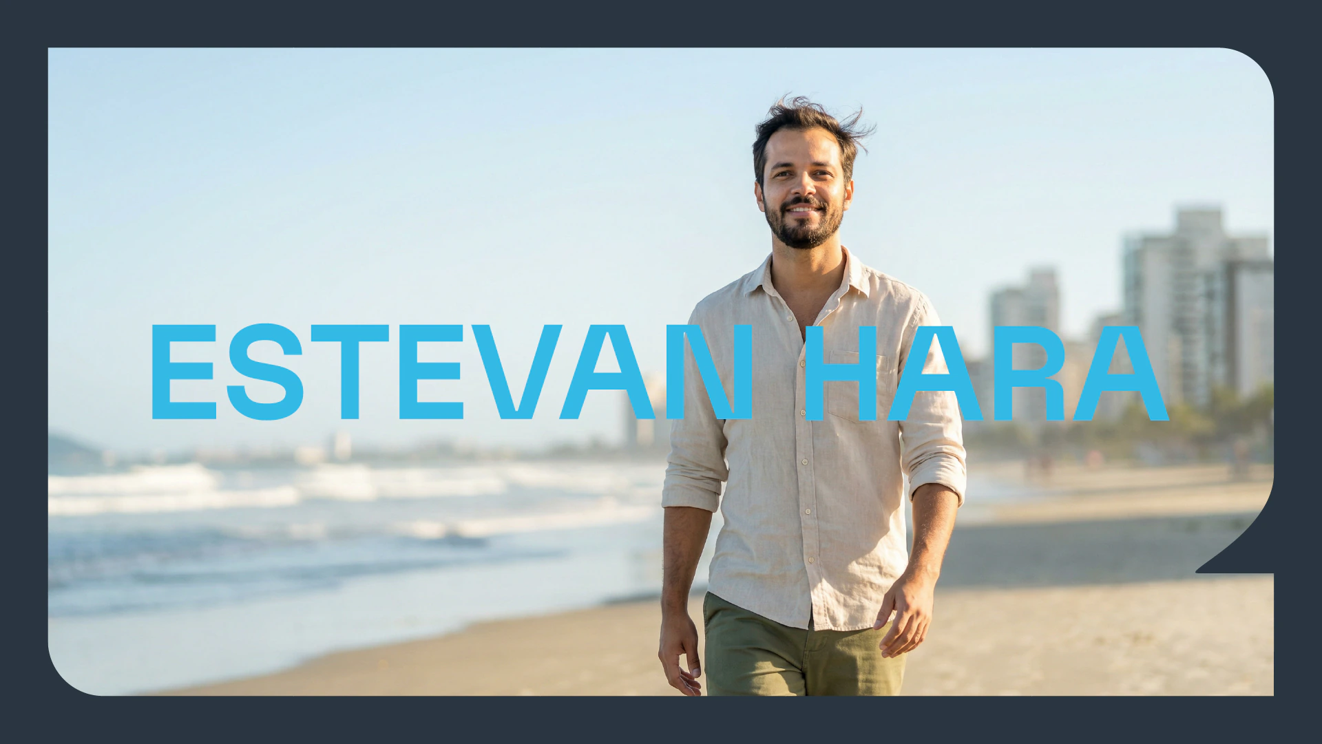 Banner com Estevan Hara na praia