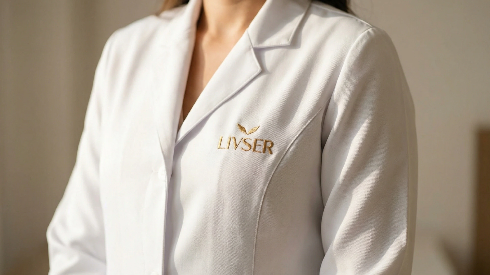 Lab coat with the Livser logo