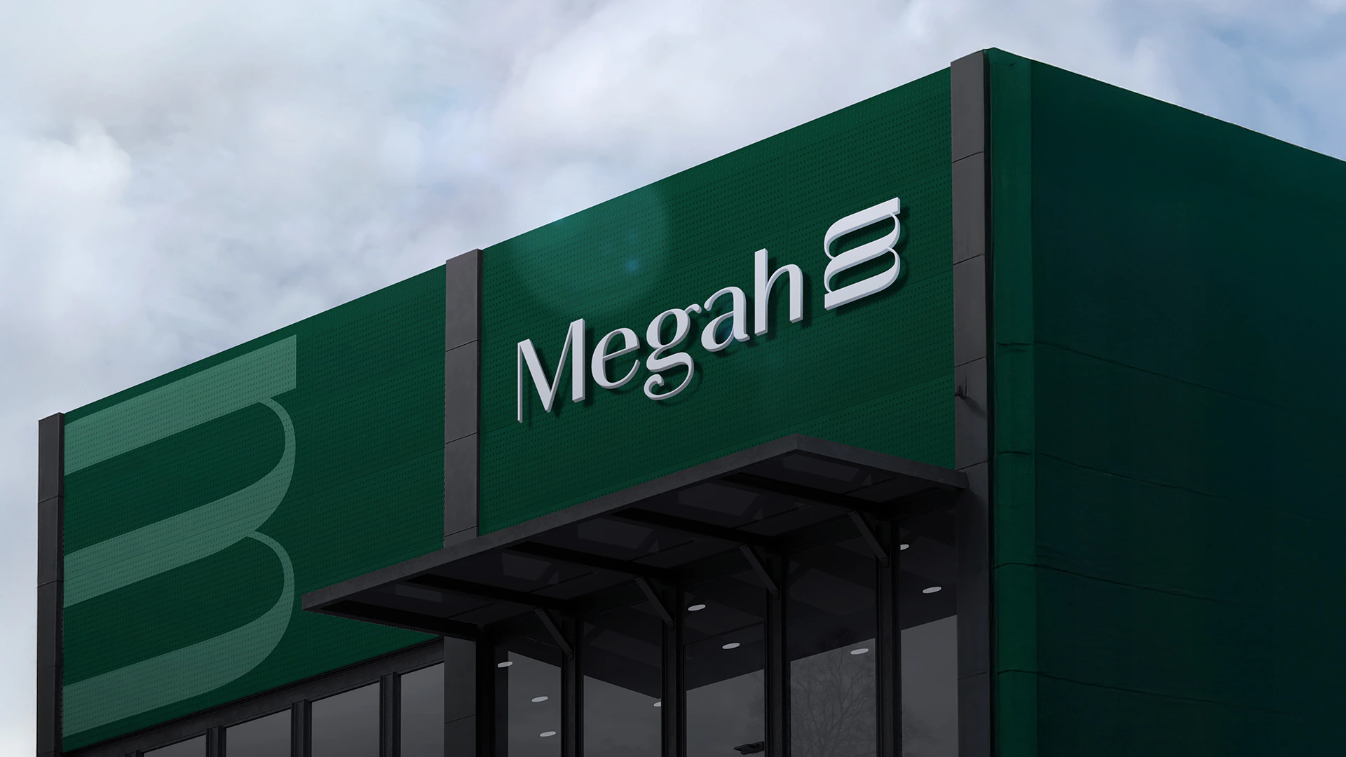 Facade with the Megah logo