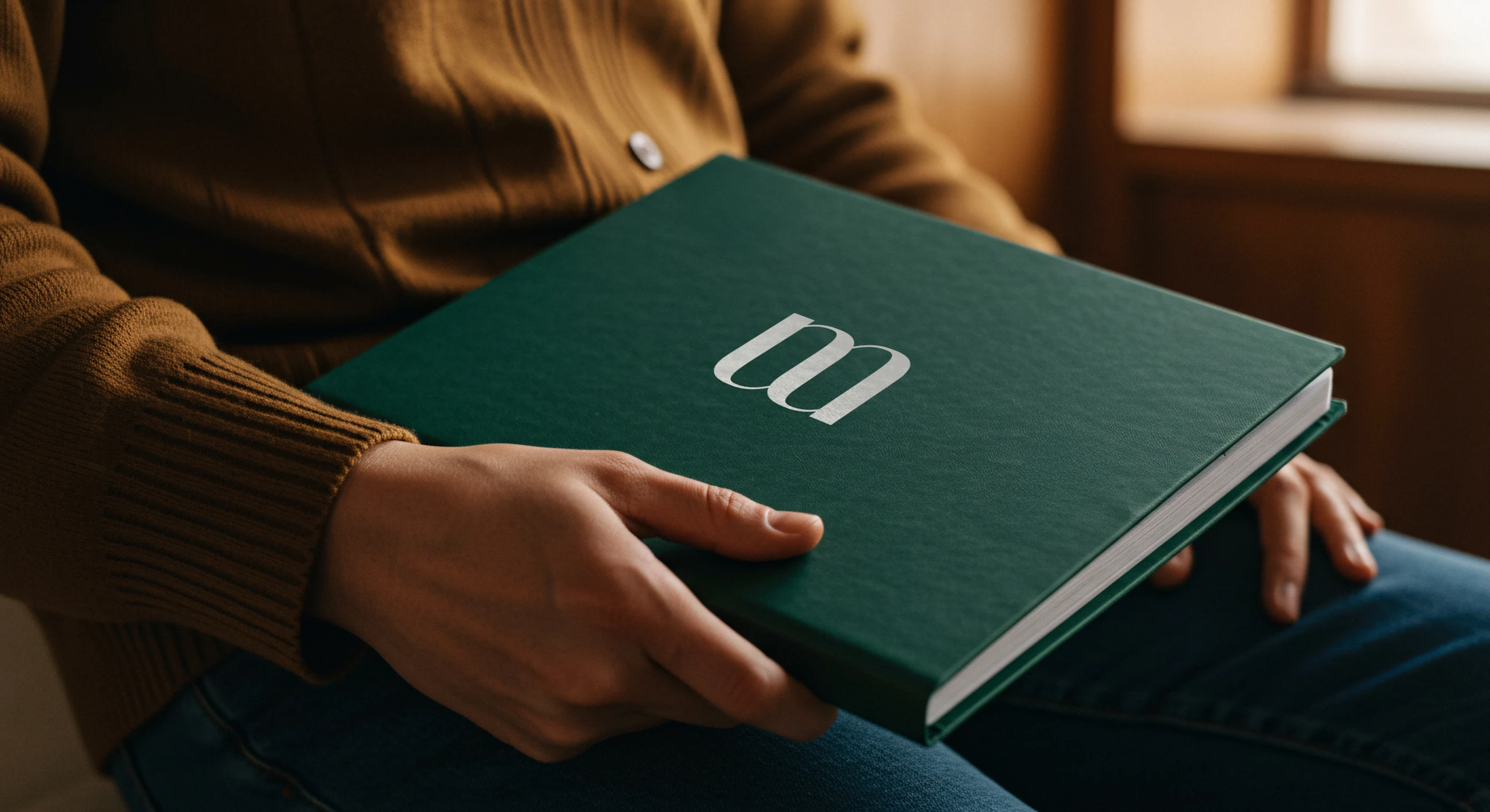 Hands holding a book with the Megah symbol