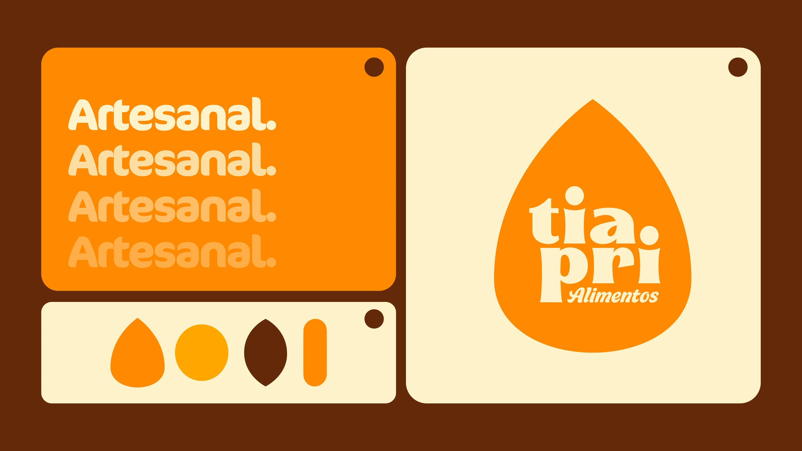 Composition with the word “Artesanal.” (Handmade.) repeated and the Tia Pri badge