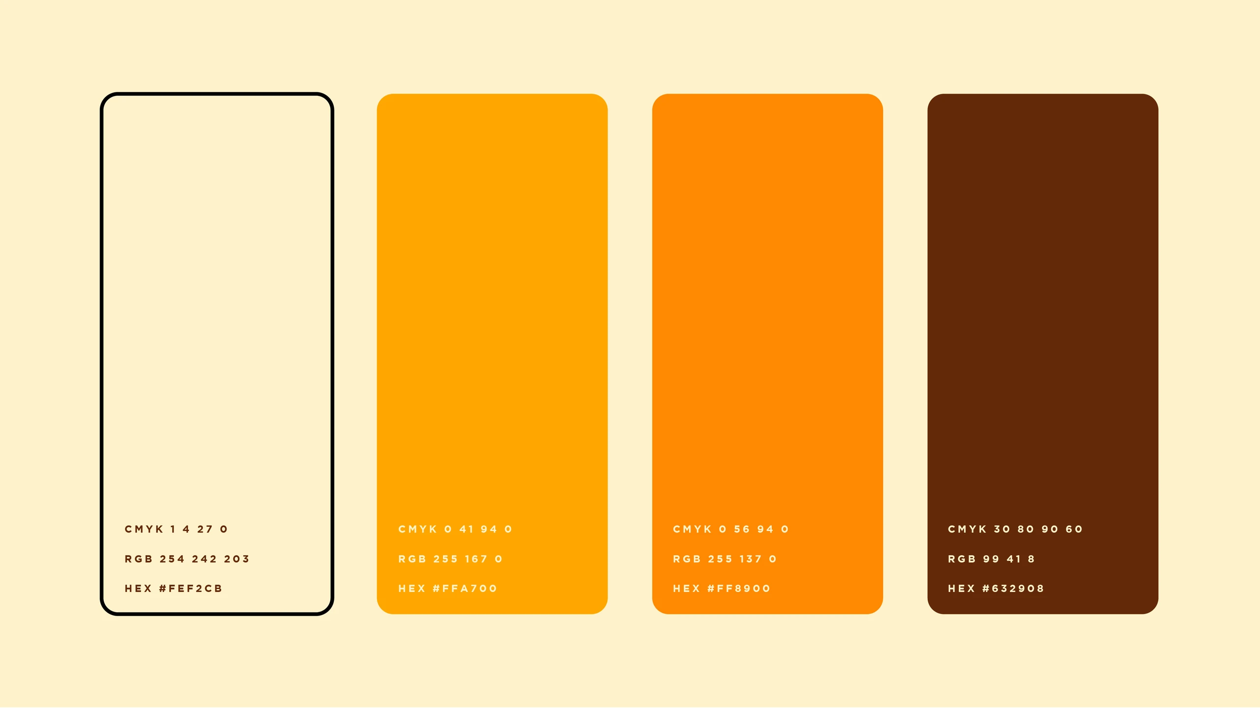 Color palette: cream, golden yellow, orange and brown