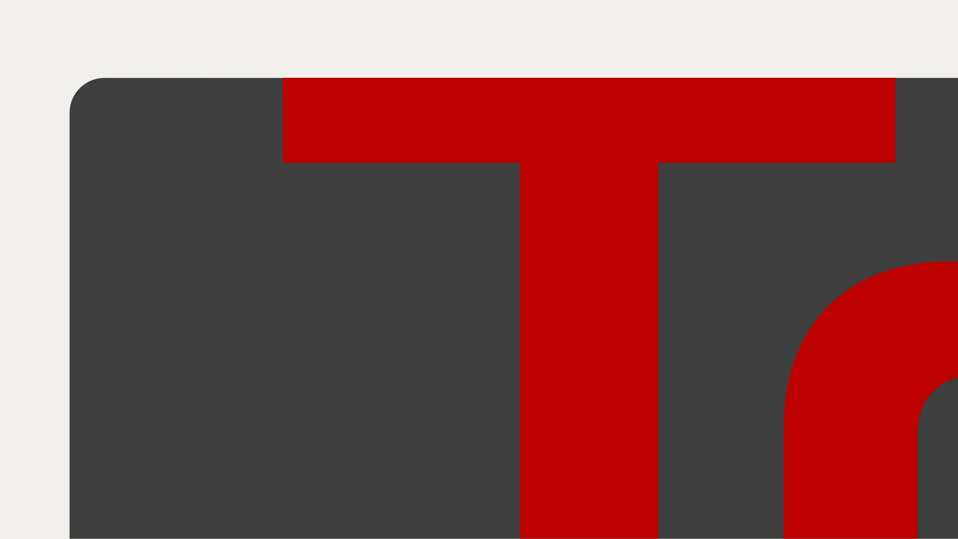 Tr monogram graphic in red on graphite