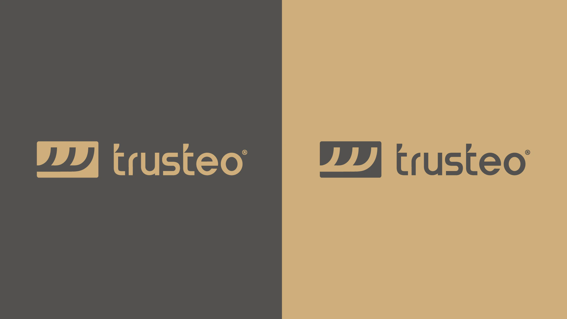 Trusteo logo in gold and in graphite